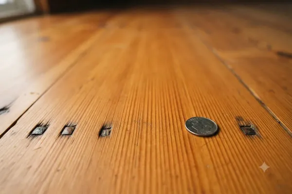 Old-growth vertical grain Douglas fir floorboard detail in Bakersfield, CA